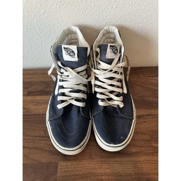 Vans High Top Sneakers Women's Size 10 Men's Size 8.5 Navy Shoes - Picture 3 of 10